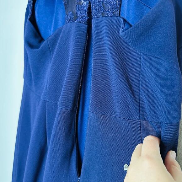 JS COLLECTION Eggplant Purple Lace Back Mermaid Ottoman Style Gown Dress - Picture 8 of 16